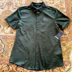Marc Anthony Dark Green Casual Knit Button-Down Shirt